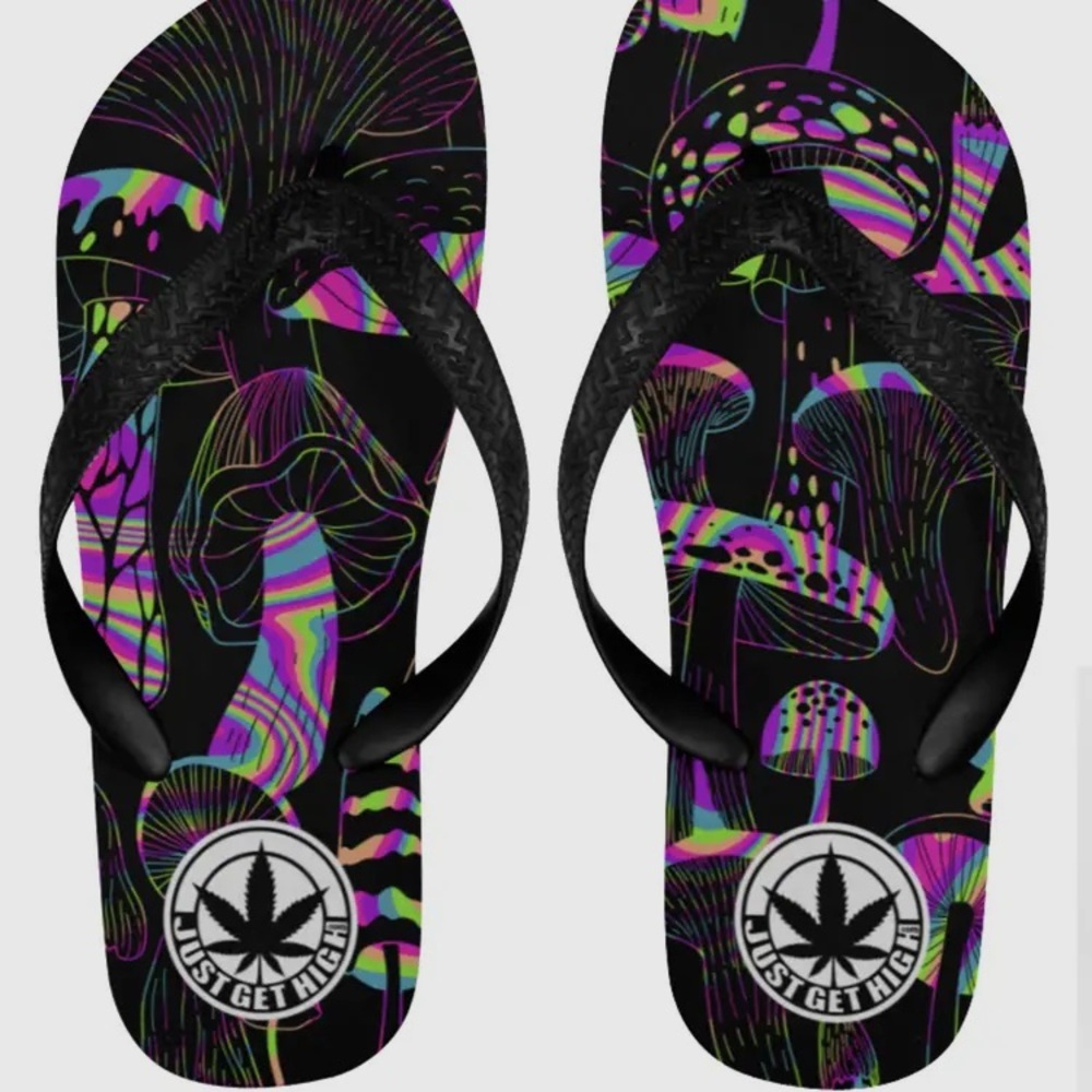Colorful Mushroom Flip Flops